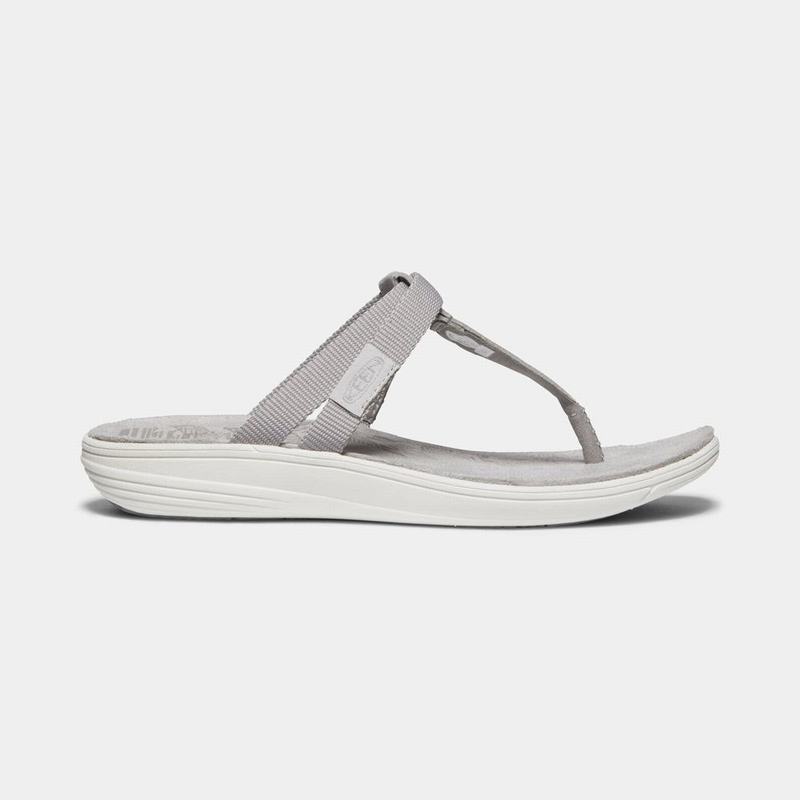 Cheap Keen Damaya Womens Flip Flops Grey NZ (1056-QLJFX)